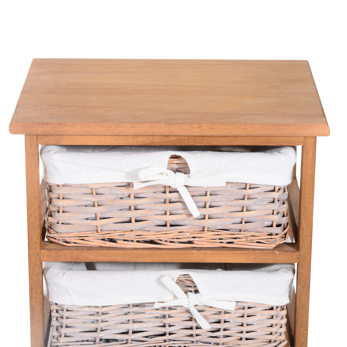 HOMCOM 5-Drawer Wooden Storage Unit with Wicker Woven Baskets – Rustic Drawers for Bedrooms & Hallways