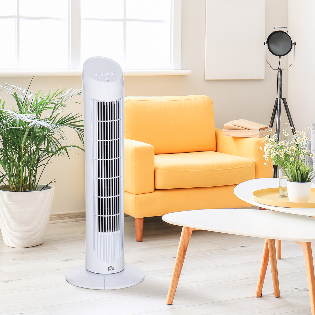 HOMCOM 30" Quiet Tower Fan with 3 Speeds & Noise-Reduction Design – Bedroom & Office Cooling, White