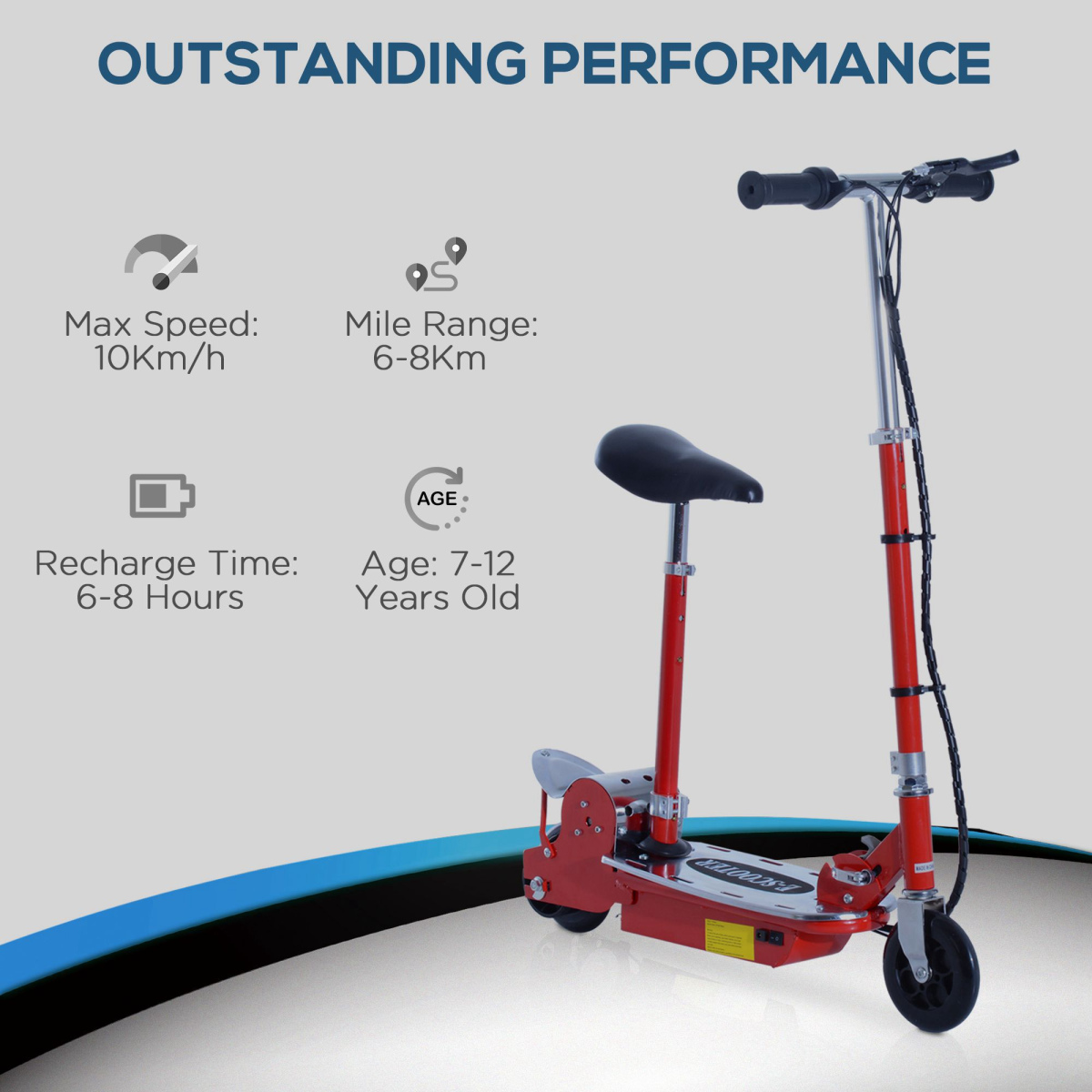 HOMCOM Foldable Kids Electric Scooter with Adjustable Seat, 12V 120W, Brake & Kickstand – for Ages 7–12