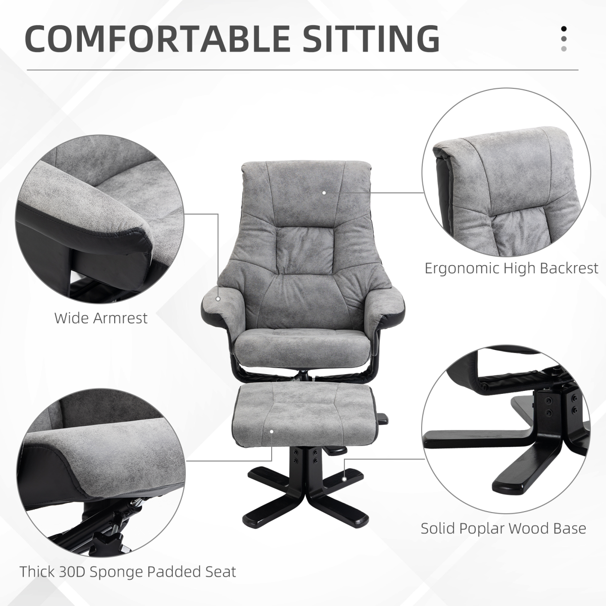 Recliner armchair ergonomic back detail