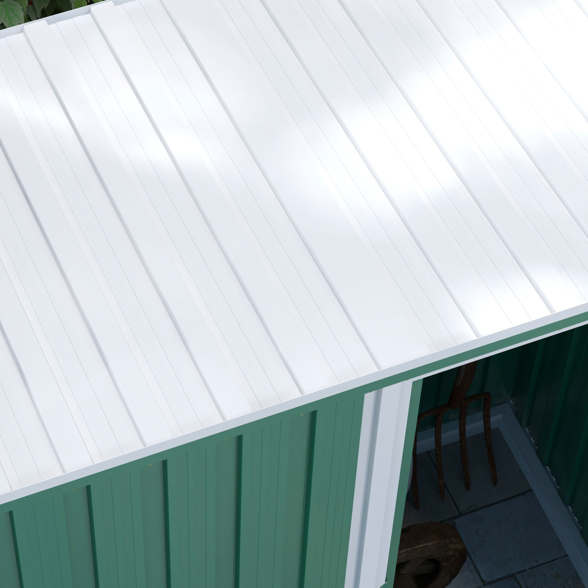 Outsunny 5 x 3ft Galvanised Steel Garden Shed with Sliding Door and Sloped Roof – Tool Storage, Green
