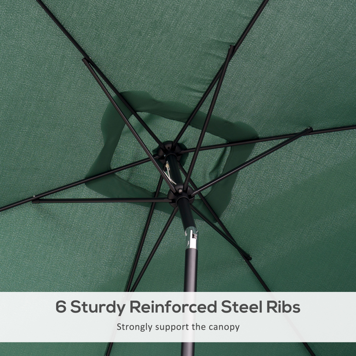 Outsunny 3x2m Patio Parasol with Tilt & Crank Handle, 6 Ribs, UV-Resistant Canopy – Garden Sun Shade, Green