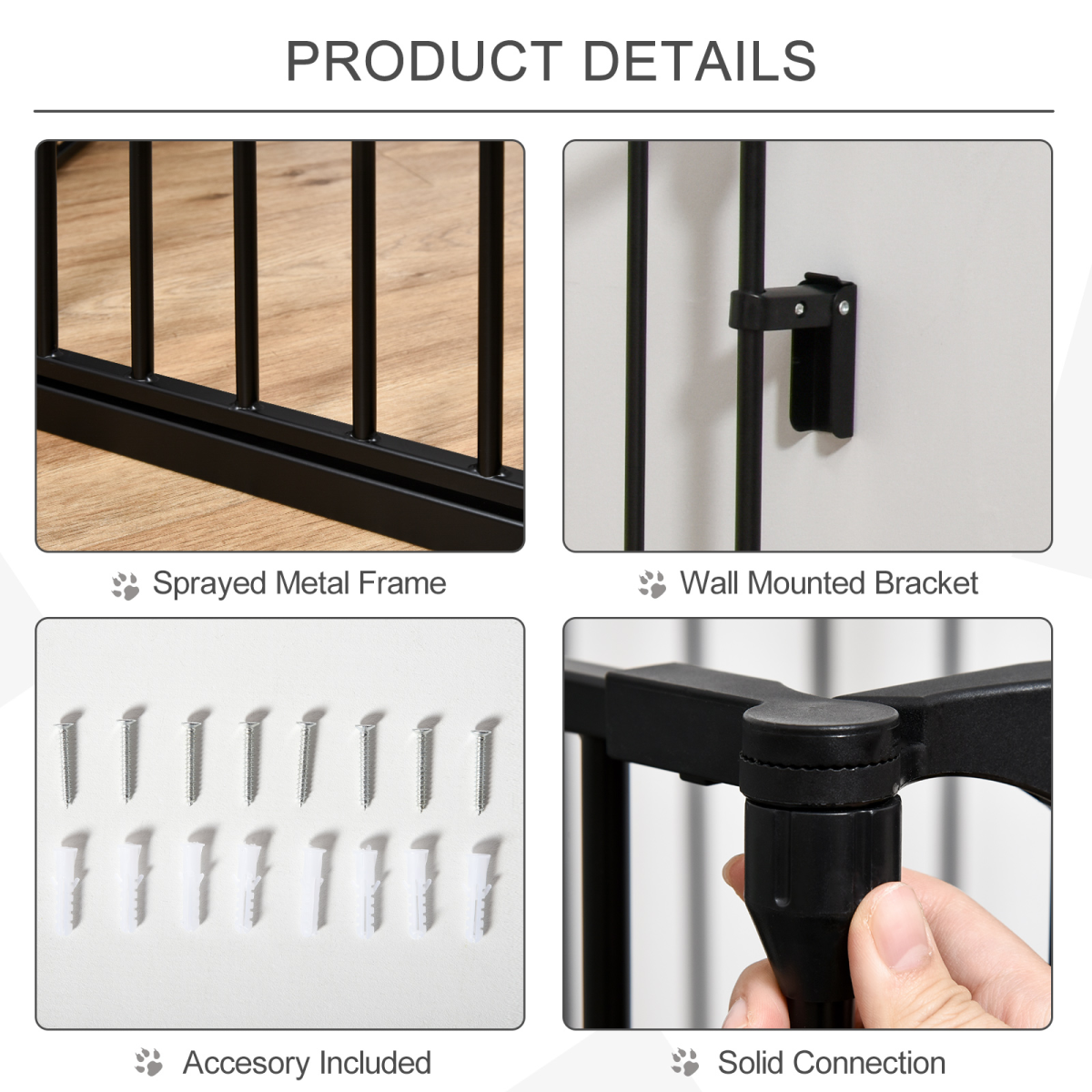 Pawhut 5-Panel Pet Gate and Dog Playpen with Walk-Through Door – Freestanding or Wall Mounted, Black