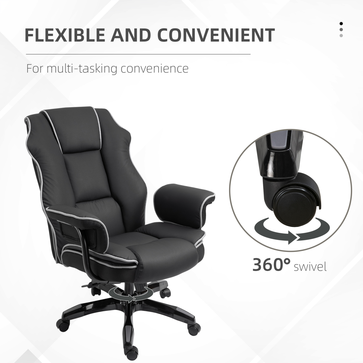 Piped PU Leather High Back Gaming Office Chair with 150° Recline & Rocking Function – Home Office Chair, Black