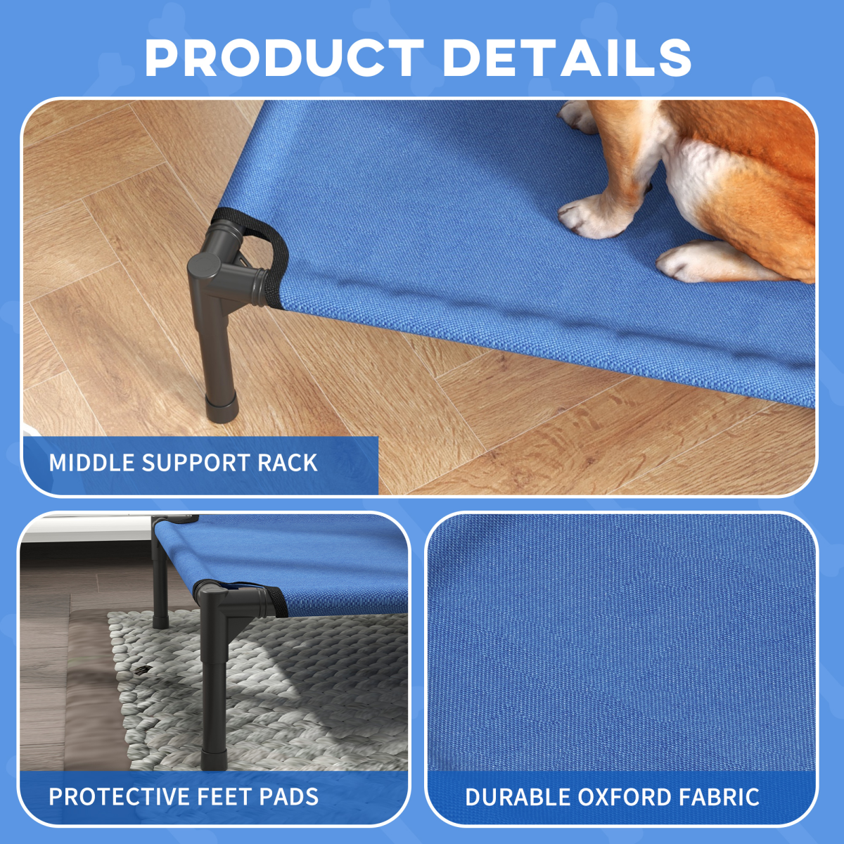 Pawhut Elevated Pet Bed with Powder Coated Metal Frame – Foldable Cooling Cot for Dogs and Cats