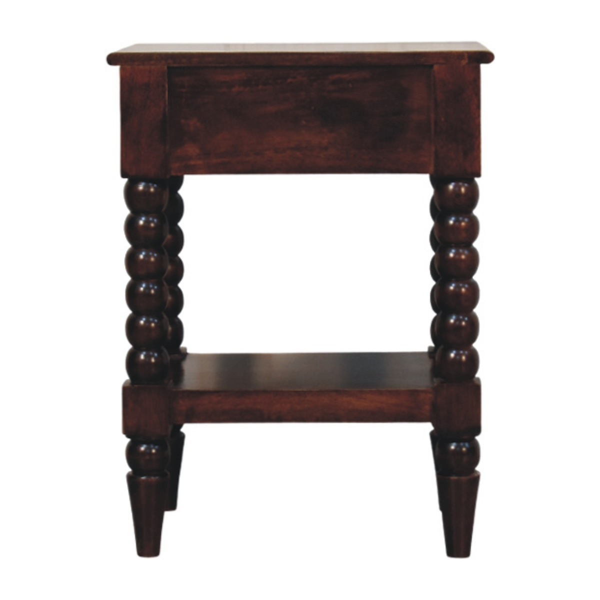 Artisan Furniture Solid Wood Vienna Nightstand with Drawer and Open Shelf – Winewood Oak Finish, Dark Brown