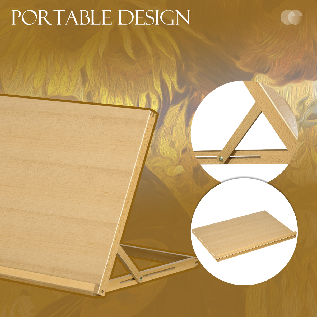 Vinsetto Folding Desktop Table Easel with Adjustable Angle – Beechwood Art Stand for A3 Drawing and Painting