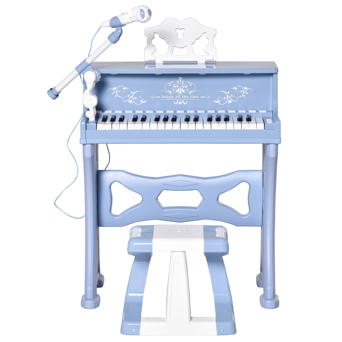 HOMCOM Kids 37-Key Keyboard Piano with Microphone & Stool – Educational Musical Toy