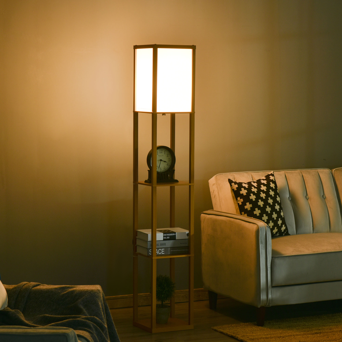 Storage Shelf Floor Lamp – Natural
