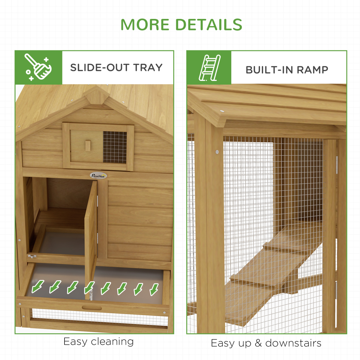 Small Wooden Chicken Coop with Nesting Box, Outdoor Run, Ramp & Slide-Out Tray – Hen House, 150.5 x 54 x 87cm