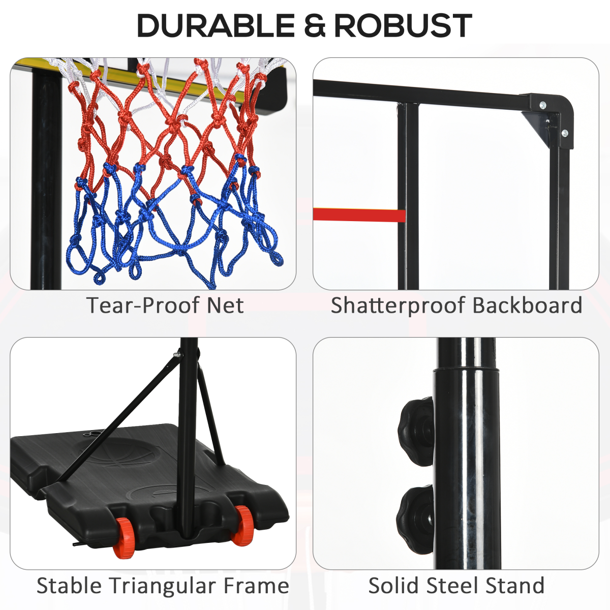 SPORTNOW Kids Adjustable Basketball Hoop and Stand with Wheels, 1.8–2m – Fillable Base for Ages 6–14