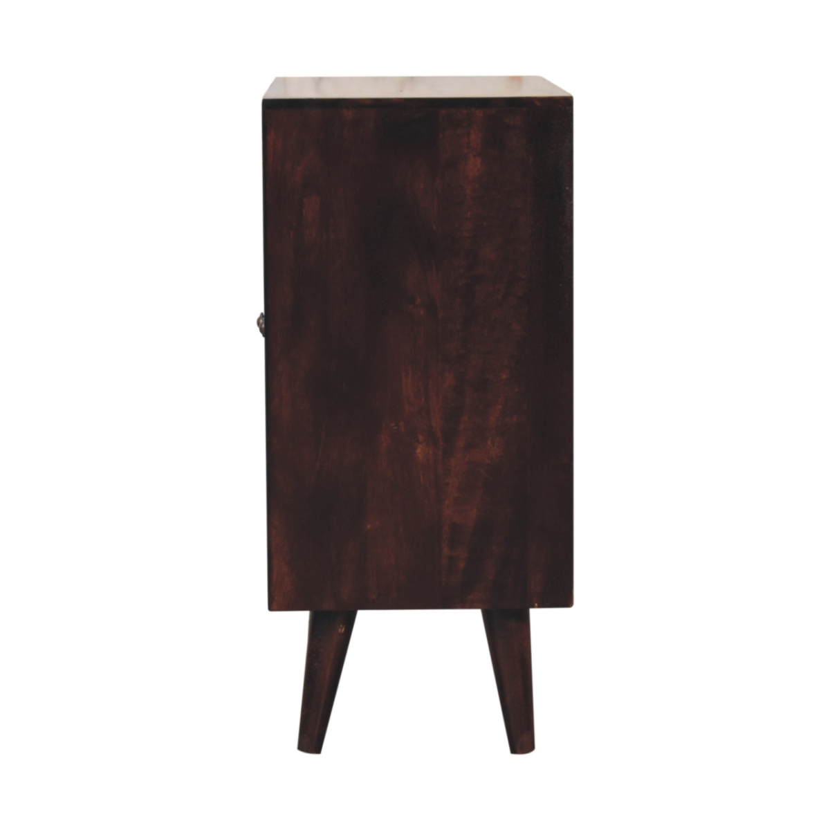 Artisan Furniture Mini Pineapple Carved Walnut Cabinet – Solid Mango Wood, 2 Doors, Nordic Feet, Brown