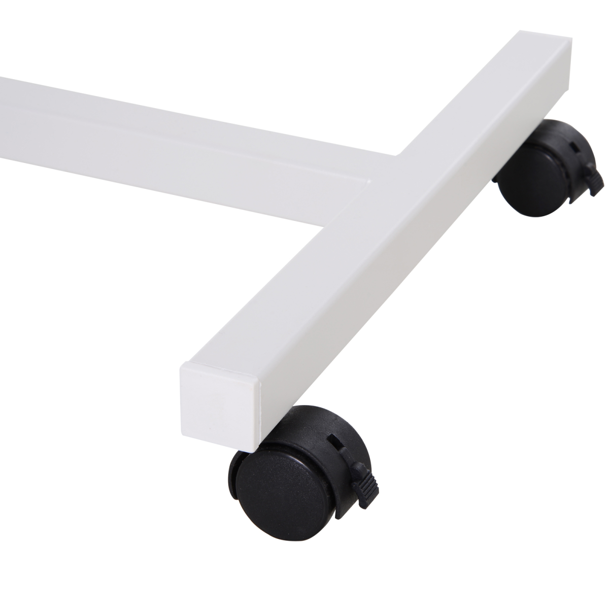 HOMCOM Height-Adjustable Overbed Table with Rolling Casters and Brakes – Sofa Side Table, White and Brown