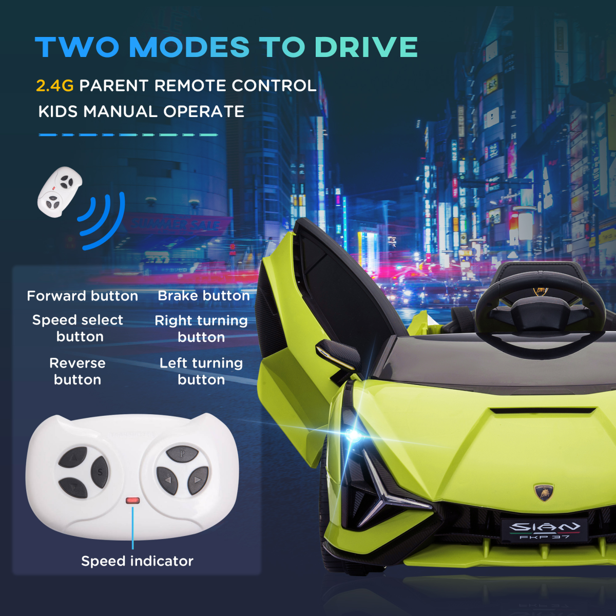 HOMCOM Lamborghini SIAN 12V Kids Electric Ride-On Car with Remote Control – Officially Licensed, Dual Motor
