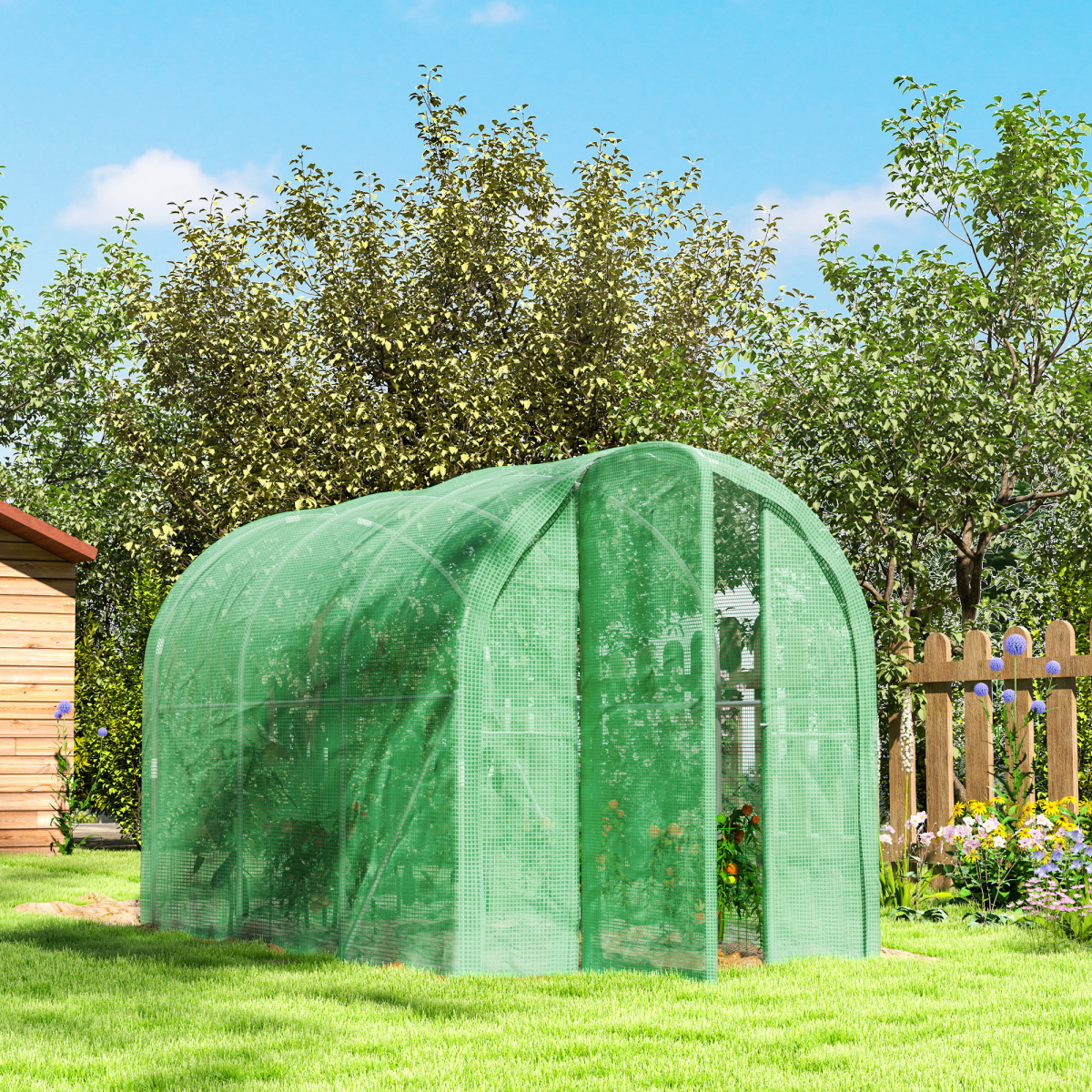 Outsunny 3 x 2 x 2m Polytunnel Greenhouse with Hinged Door, Galvanised Steel Frame, Clear PE Cover