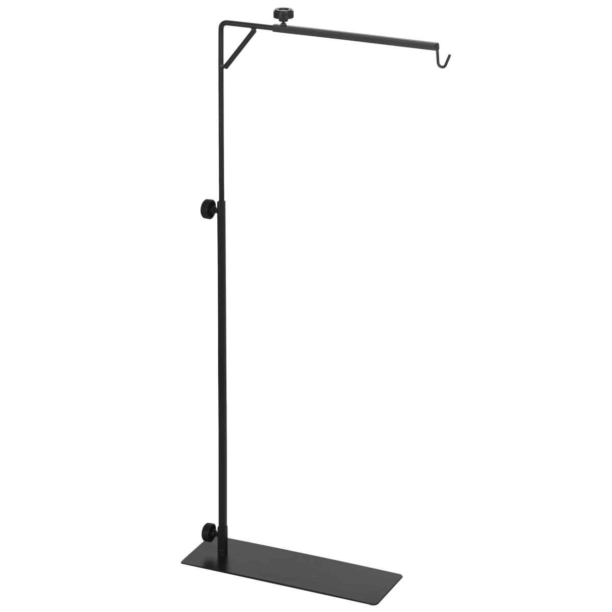 PawHut Reptile Lamp Stand with 86-129cm Adjustable Height, Steel Base & Hook – Heat Lamp Holder, Black
