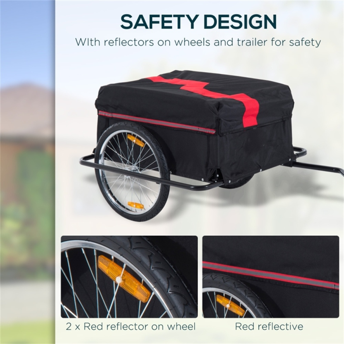 Bike Cargo Trailer with Type A Hitch, Quick-Release Wheels & Cover – Folding Bicycle Cart, Red & Black