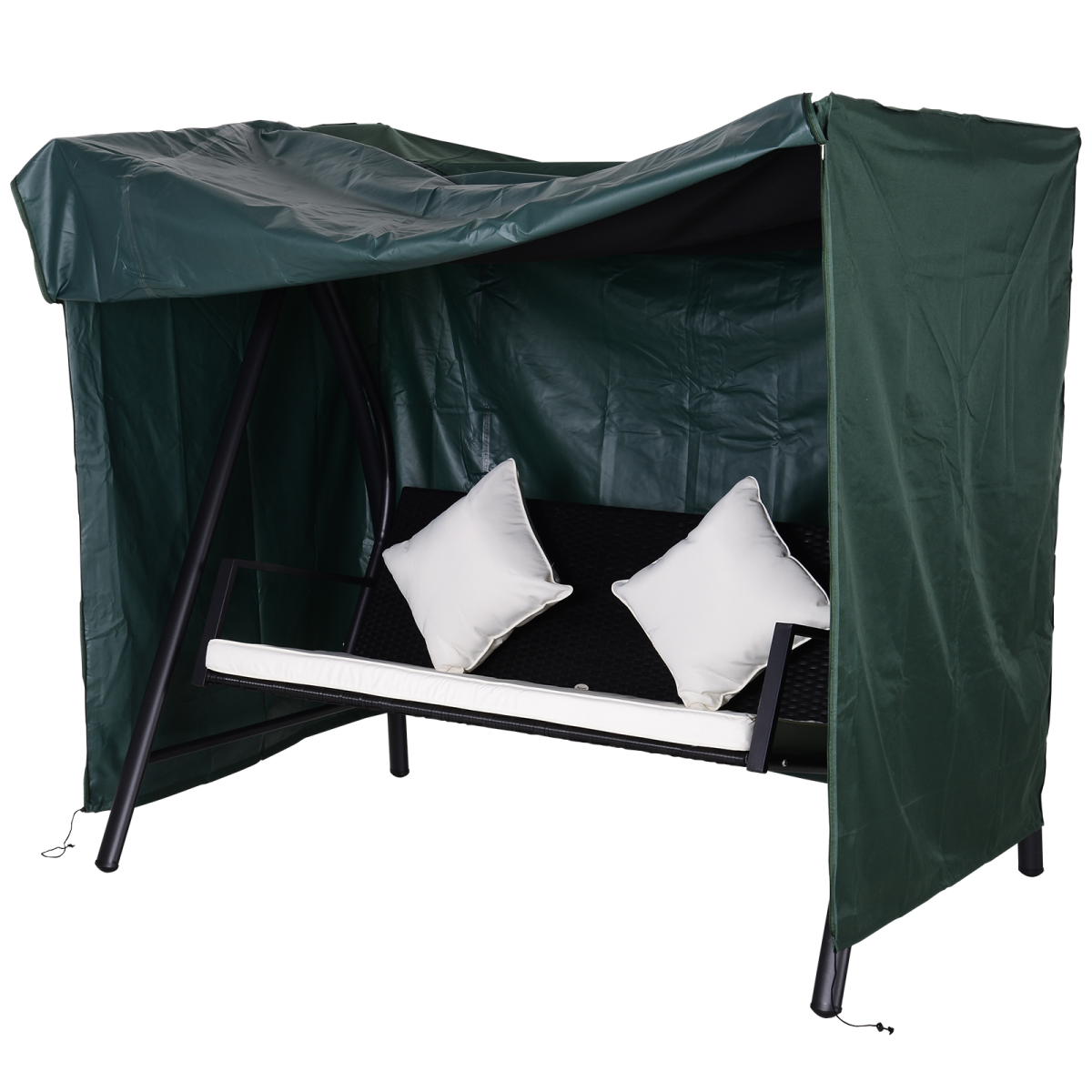 Outsunny 600D Oxford Waterproof Swing Chair Cover with Drawstring & Zip – Garden Weather Protection, Green