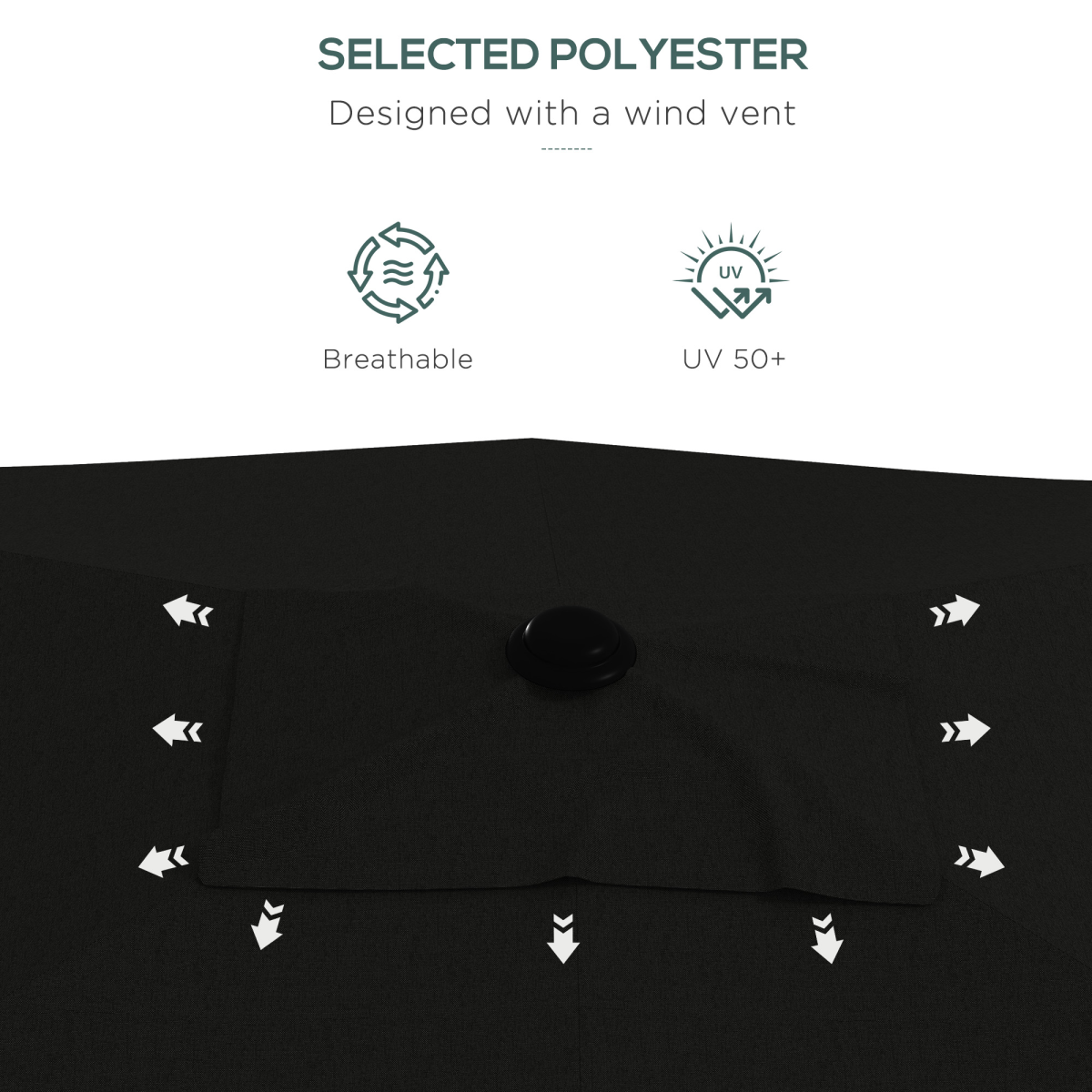 Outsunny 2 x 3m Rectangular Garden Parasol with Crank Handle & Tilt, UV Resistant – Patio Sunshade, Black