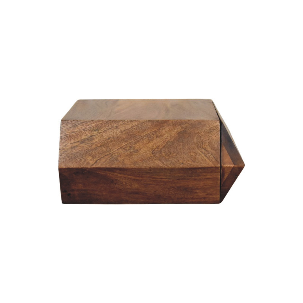 Artisan Furniture Prisma Solid Mango Wood Wall-Mounted Unit with Drawer – Faceted Design, Golden Teak