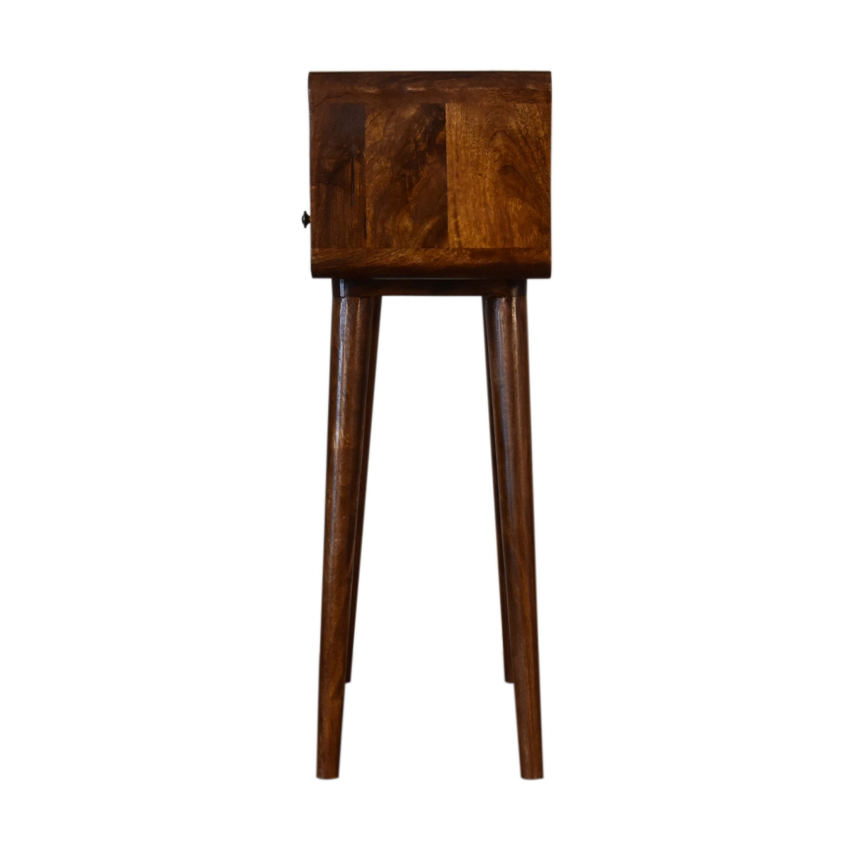 Artisan Furniture Solid Wood Mini Curved Console Table with 2 Drawers & Open Slot – Chestnut, Brown
