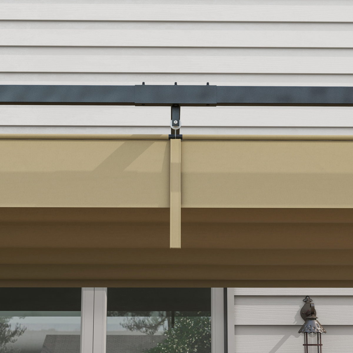 Outsunny 4x3m Metal Pergola Gazebo with Retractable Canopy – Patio Sun Shelter, Khaki