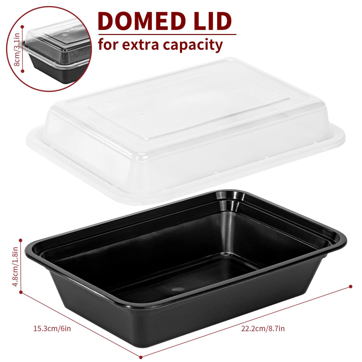 Vinsani 30 Pack Meal Prep Containers, 1 Compartment, 28oz with Airtight Lids – Microwave & Freezer Safe