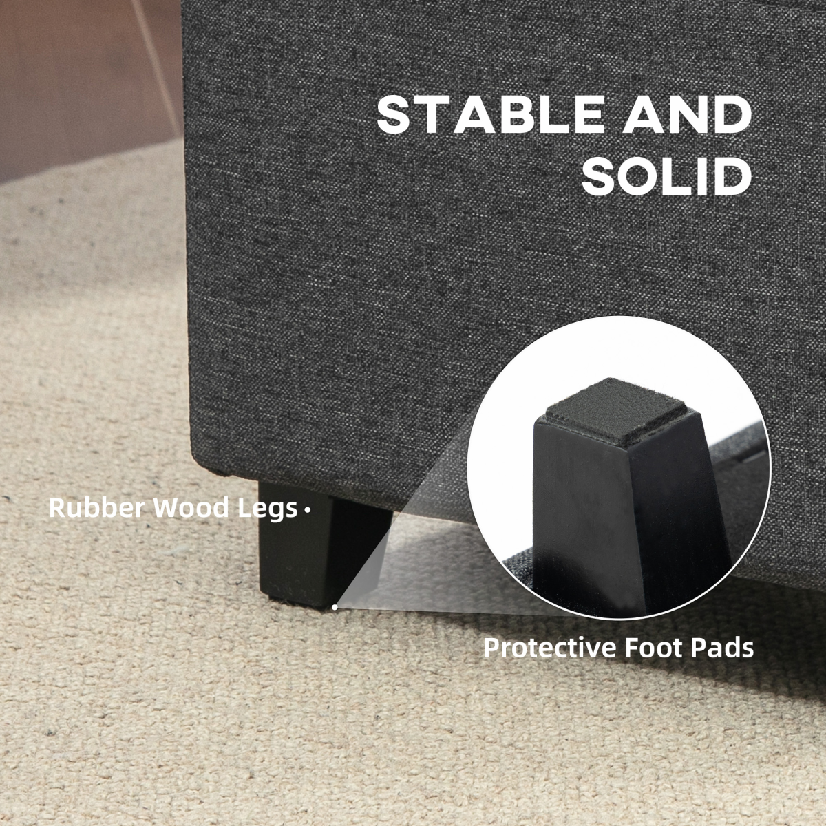 HOMCOM Small Square Footstool Ottoman with Padded Button-Tufted Seat and Side Pocket – Living Room, Grey