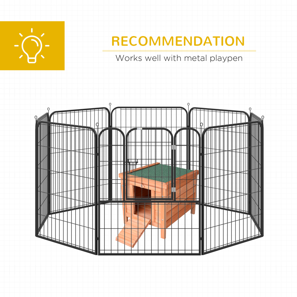 Pawhut Wooden Rabbit Hutch with Drawbridge Ramp, Roof Hatch and Heart-Shaped Lock – Small Animal House