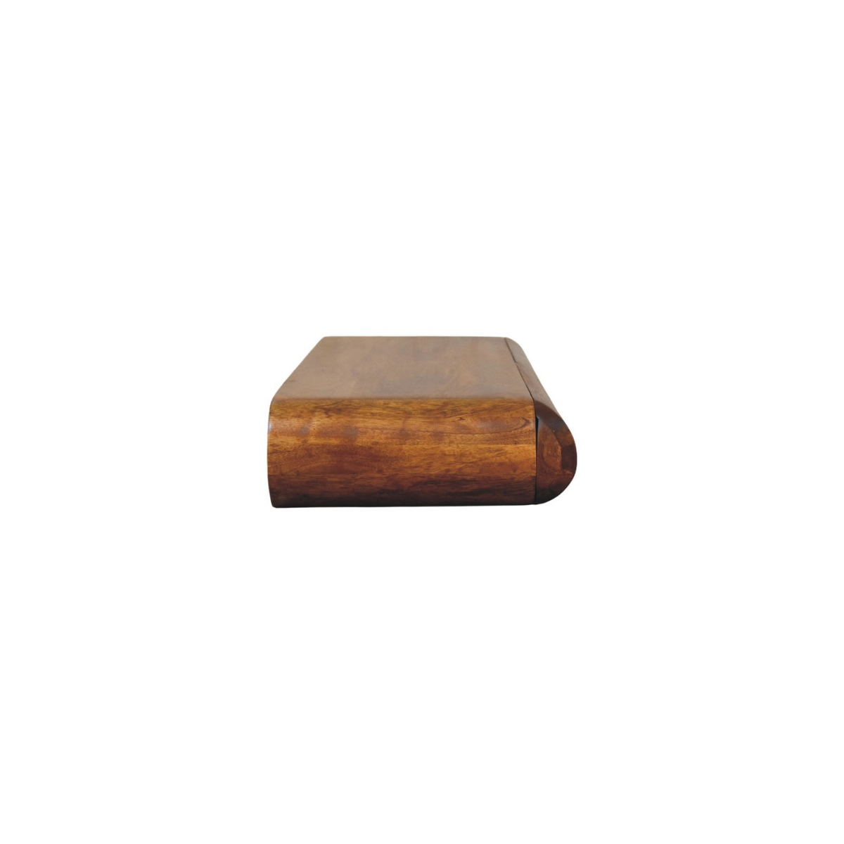 Artisan Furniture Solis Solid Mango Wood Wall-Mounted Console with Drawers – Rounded Floating Design, Amber Oak
