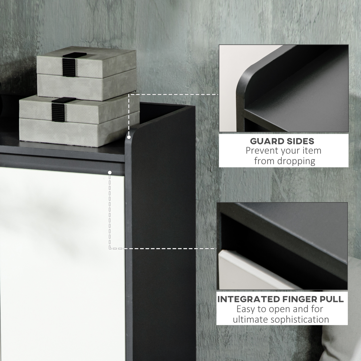 Modern Gloss & Matte Hallway Shoe Cupboard with Adjustable Shelves – Slim Enclosed Shoe Storage