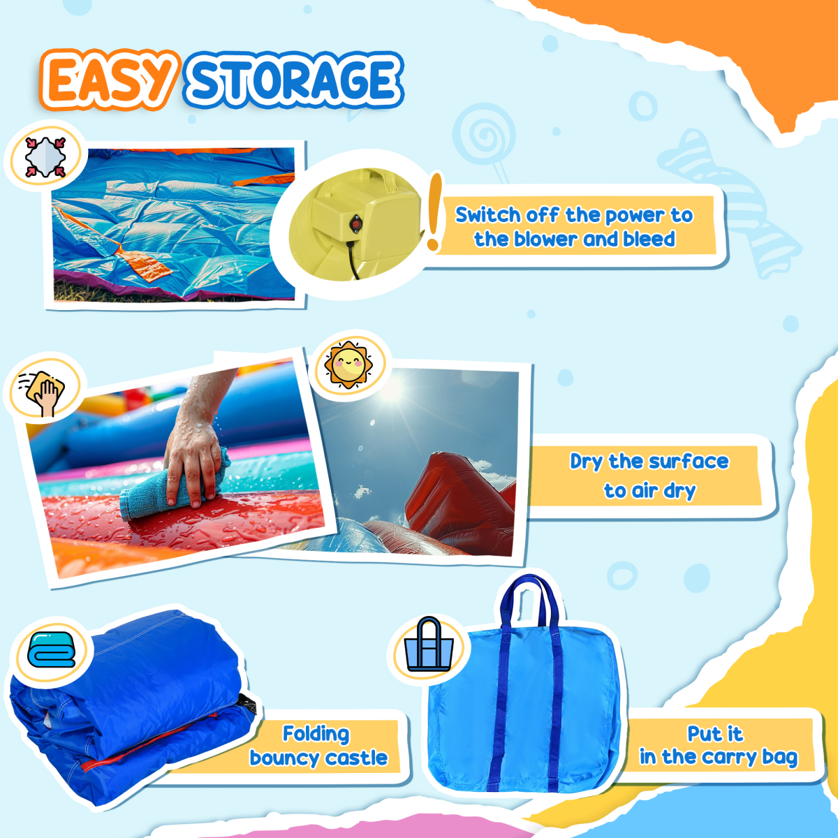 Kids Inflatable Bouncy Castle with Pool, Trampoline, Safety Net & Blower – Outdoor Rainbow Play for Ages 3-8