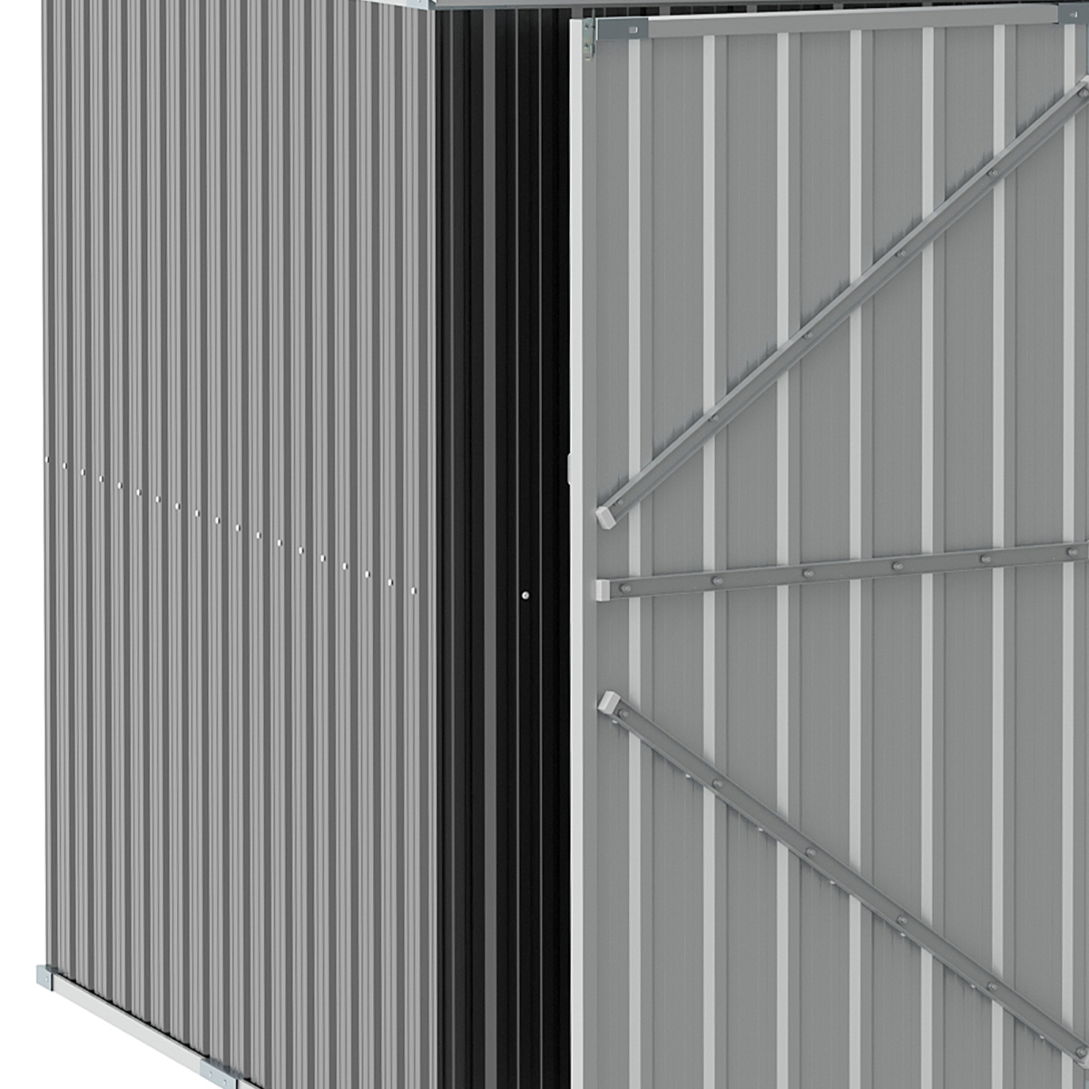Outsunny 420 x 245 cm Galvanised Steel Garden Shed with Sloped Roof and Double Doors – Tool Storage, Grey