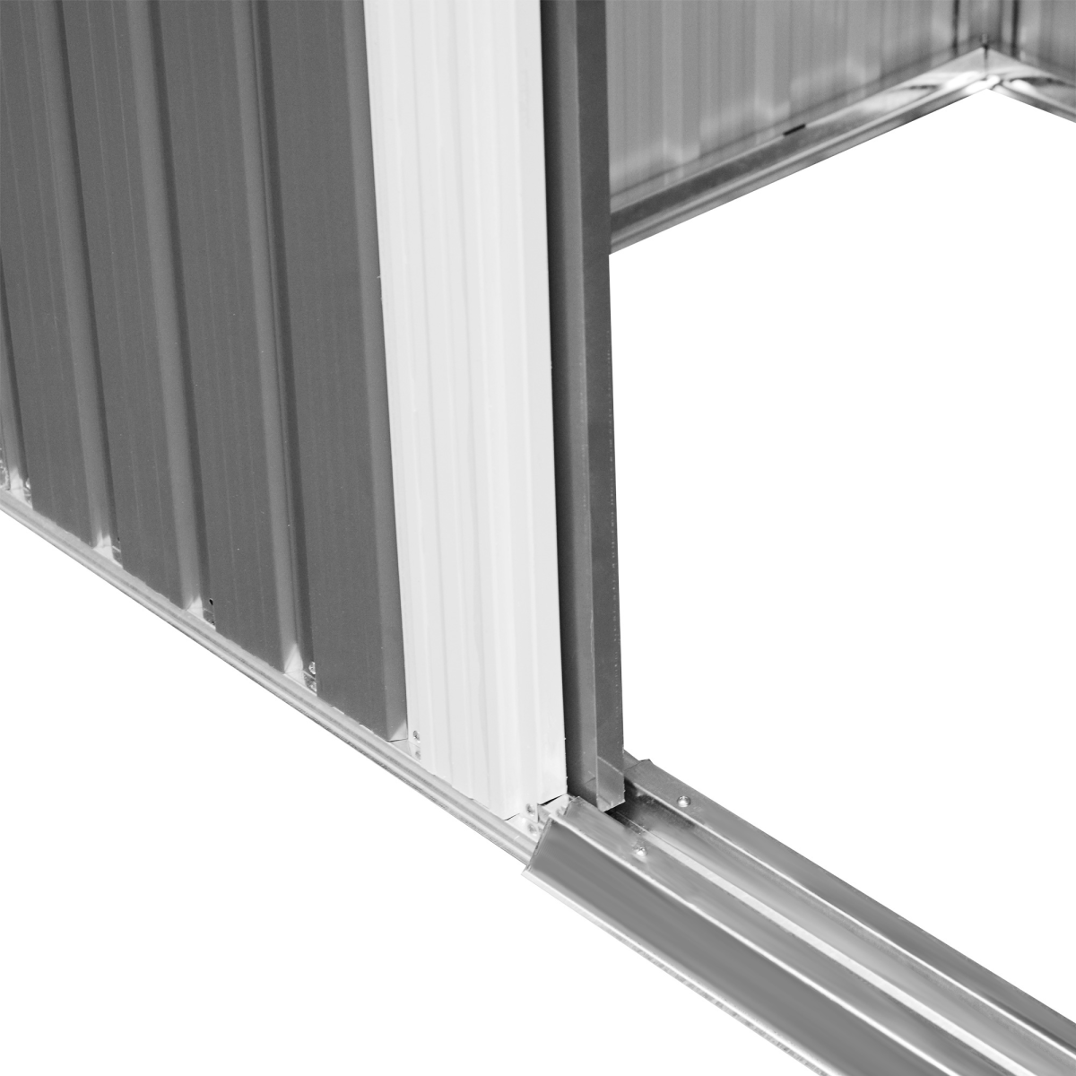 Outsunny 6.4 x 8.5ft Metal Storage Shed with Double Sliding Doors & Clear Panels – Lockable Garden Store, Grey