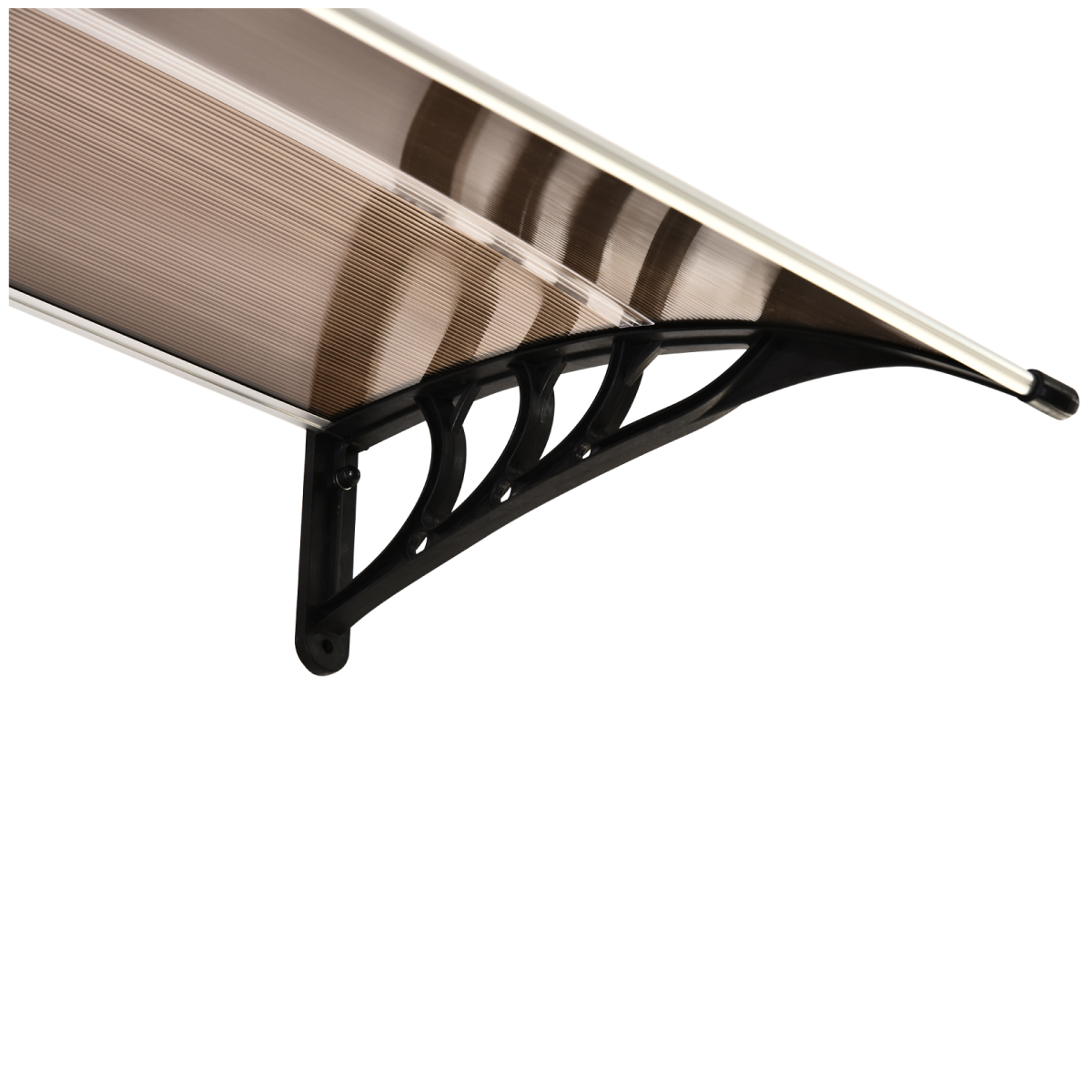 Outsunny Curved Polycarbonate Door Awning with Black Bracket – Rain and UV Protection, Brown