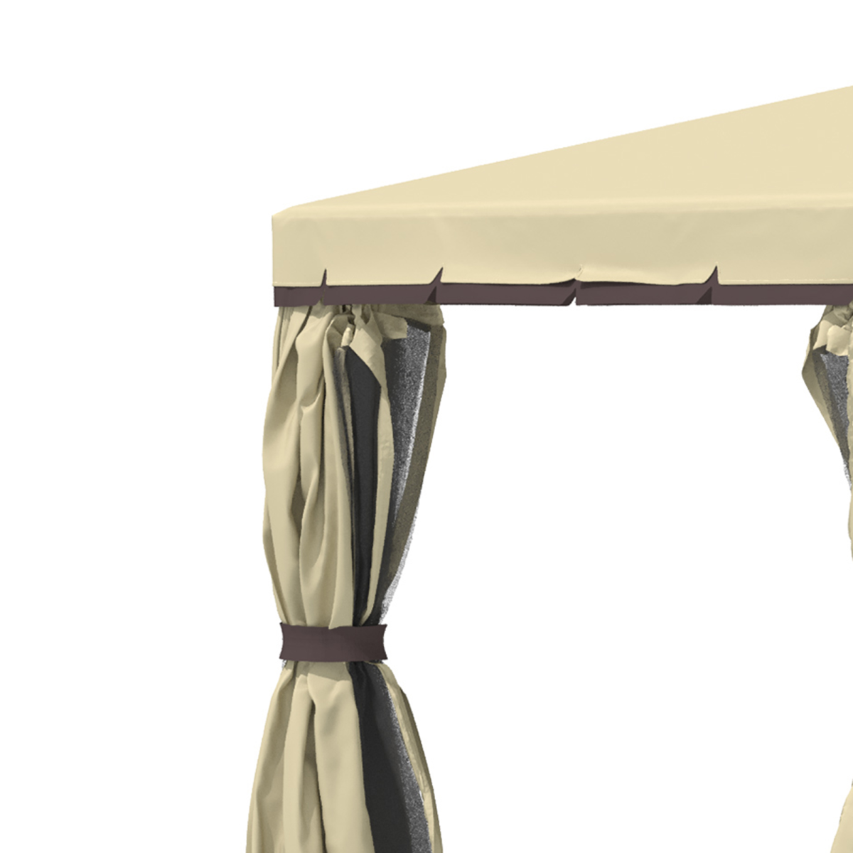 Outsunny 3 x 3m Aluminium Patio Gazebo with Mosquito Net, Four Curtains & Two-Tier Canopy Roof, Beige