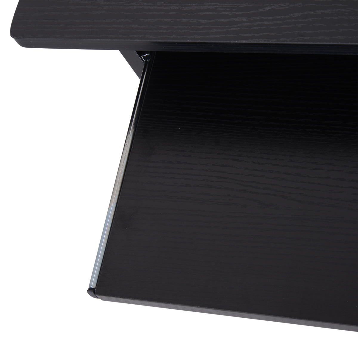 HOMCOM Compact Computer Desk with Slide-Out Keyboard Tray and Two Storage Shelves – Black