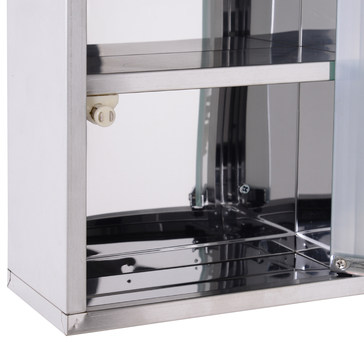 Wall-Mounted Stainless Steel Medicine Cabinet with 2 Shelves and Lockable Glass Door – Bathroom Storage
