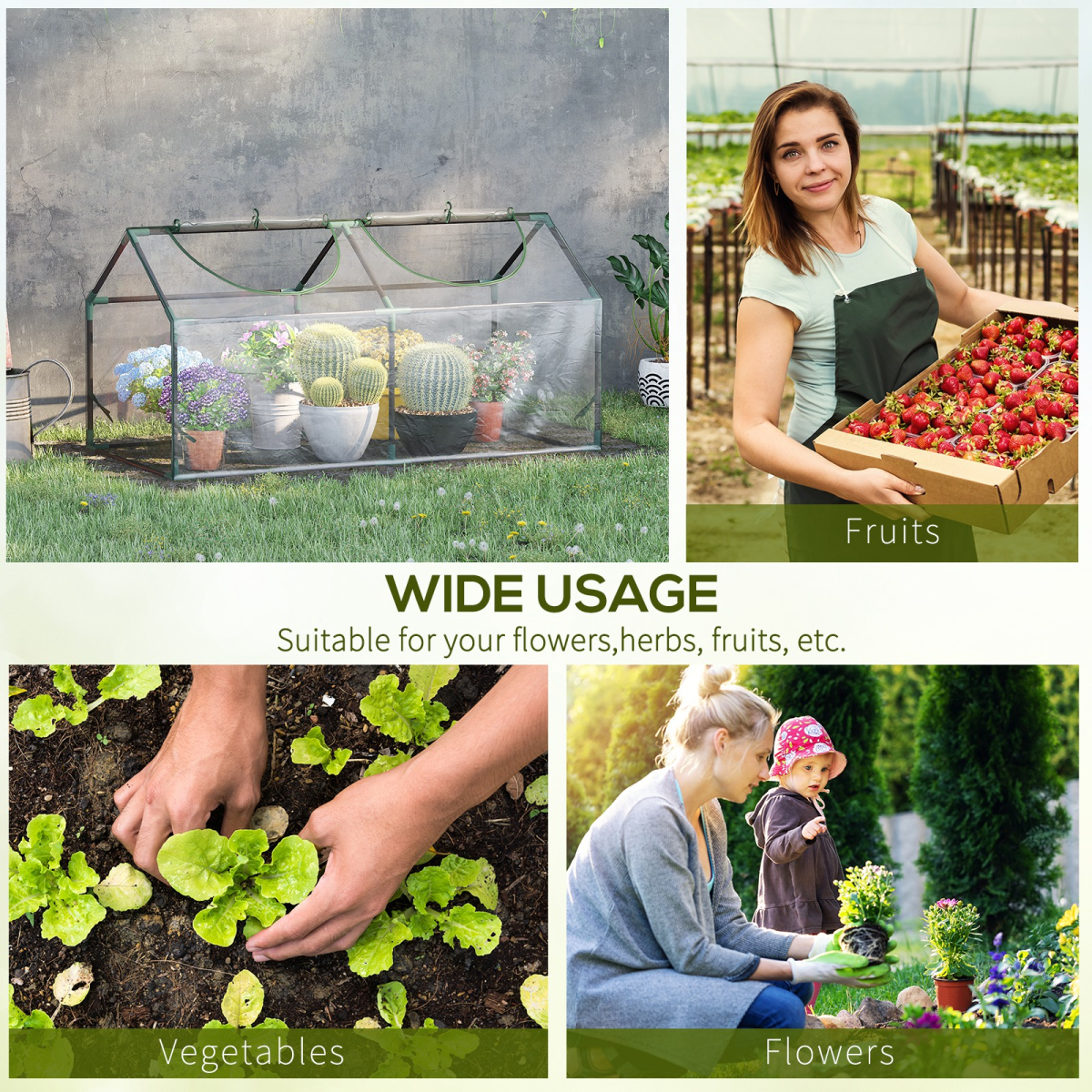 Outsunny Mini Greenhouse with Two Roll-Up Windows and PVC Cover – Tomato and Vegetable Plant House, Clear
