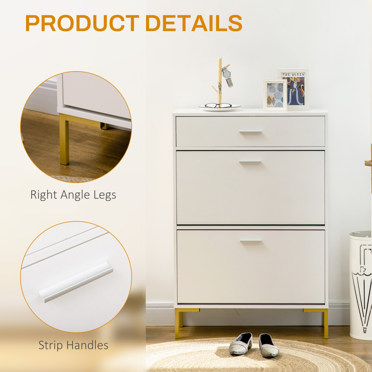 Modern Hallway Shoe Cupboard with Flip Drawers – Slim 12 Pair Shoe Storage Organiser