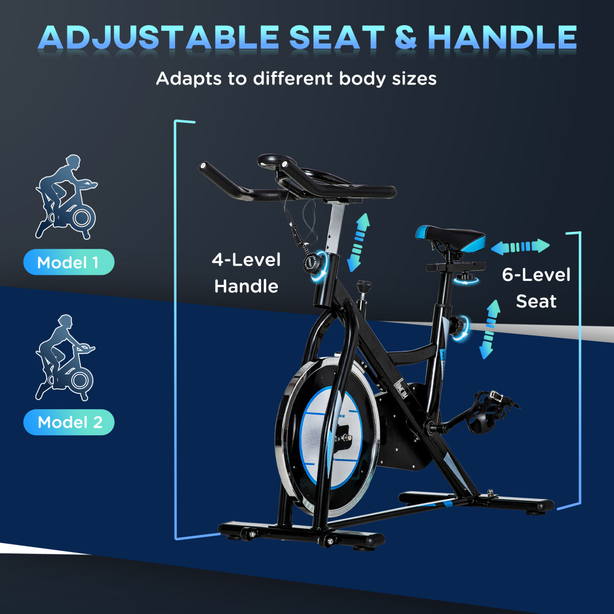 HOMCOM Indoor Cycling Exercise Bike with 8kg Flywheel, LCD Monitor & Adjustable Seat – Stationary Cardio Bike