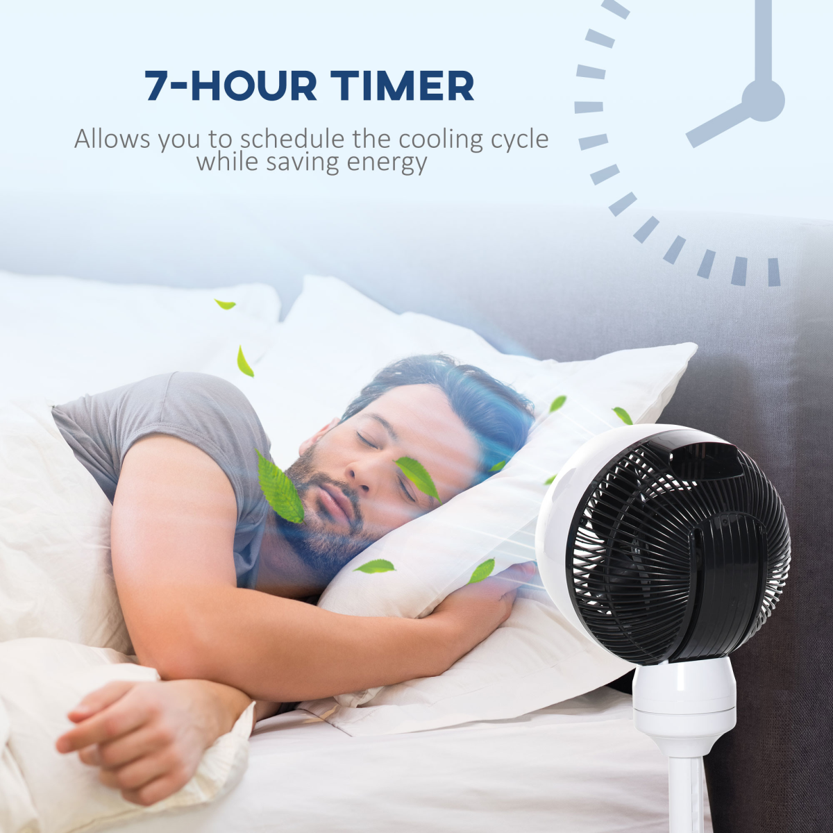 HOMCOM Air Circulator Fan with 3 Speeds, 3 Modes, Oscillation & Tilt – Height Adjustable, Black/White