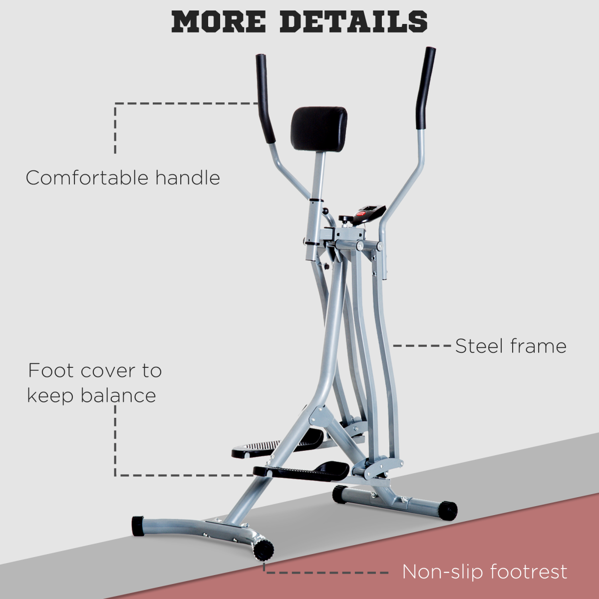 HOMCOM Air Walker Glider Cross Trainer with LCD Monitor & 80cm Stride – Low-Impact Home Gym Fitness Machine