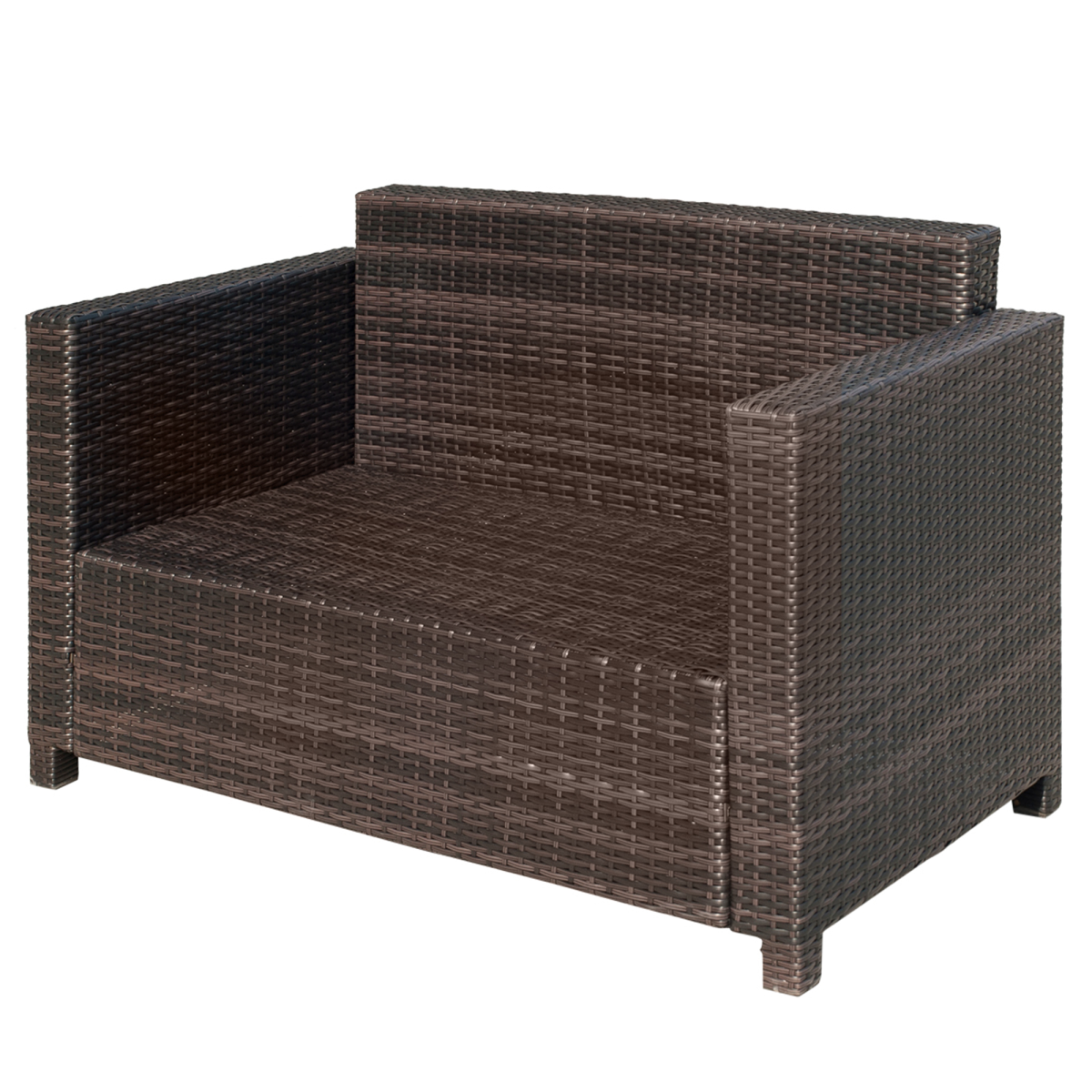 Outsunny Outdoor Double Armchair for Two with Cushions, PE Rattan & Steel Frame – Garden Seating, Mixed Brown