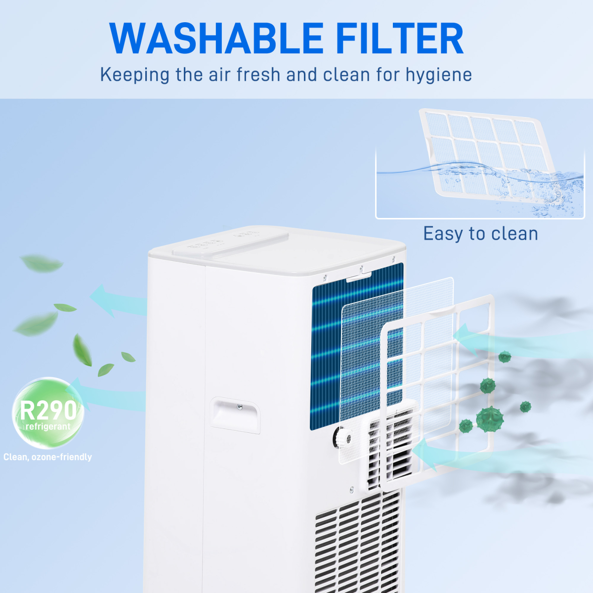 HOMCOM 5000BTU Portable Air Conditioner with 4 Modes, LED Display, Remote & 24 Hour Timer – Home Office Cooling