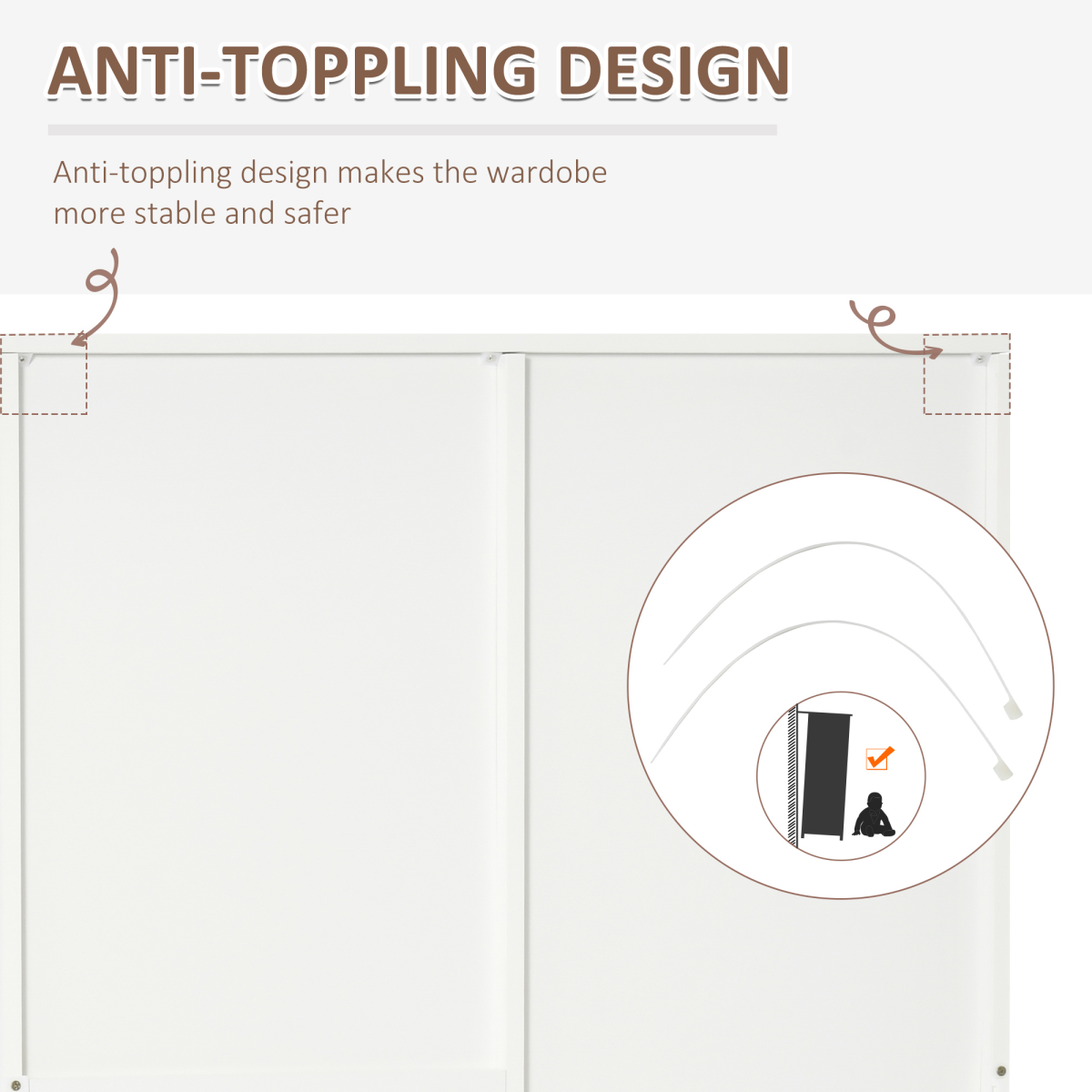 2-Door Wardrobe with Hanging Rail, 3 Shelves & 3 Drawers – 180cm Bedroom Storage, White