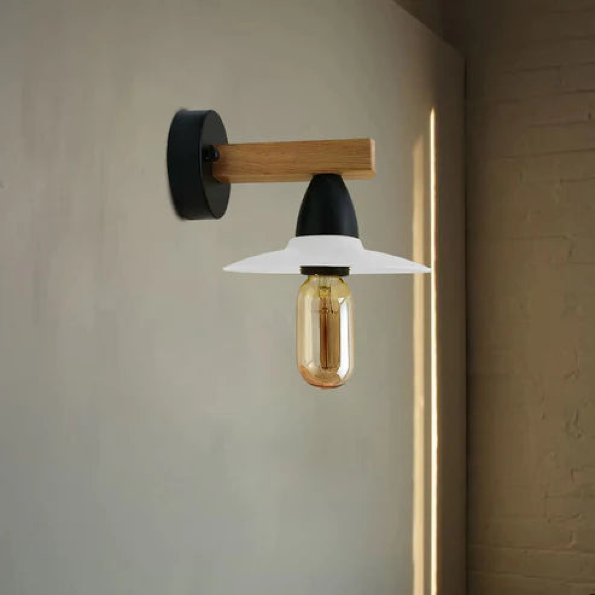LEDSone 3 Pack Modern Wood and PVC Wall Lights with Filament Bulbs – Vintage Surface-Mounted Wall Lamps