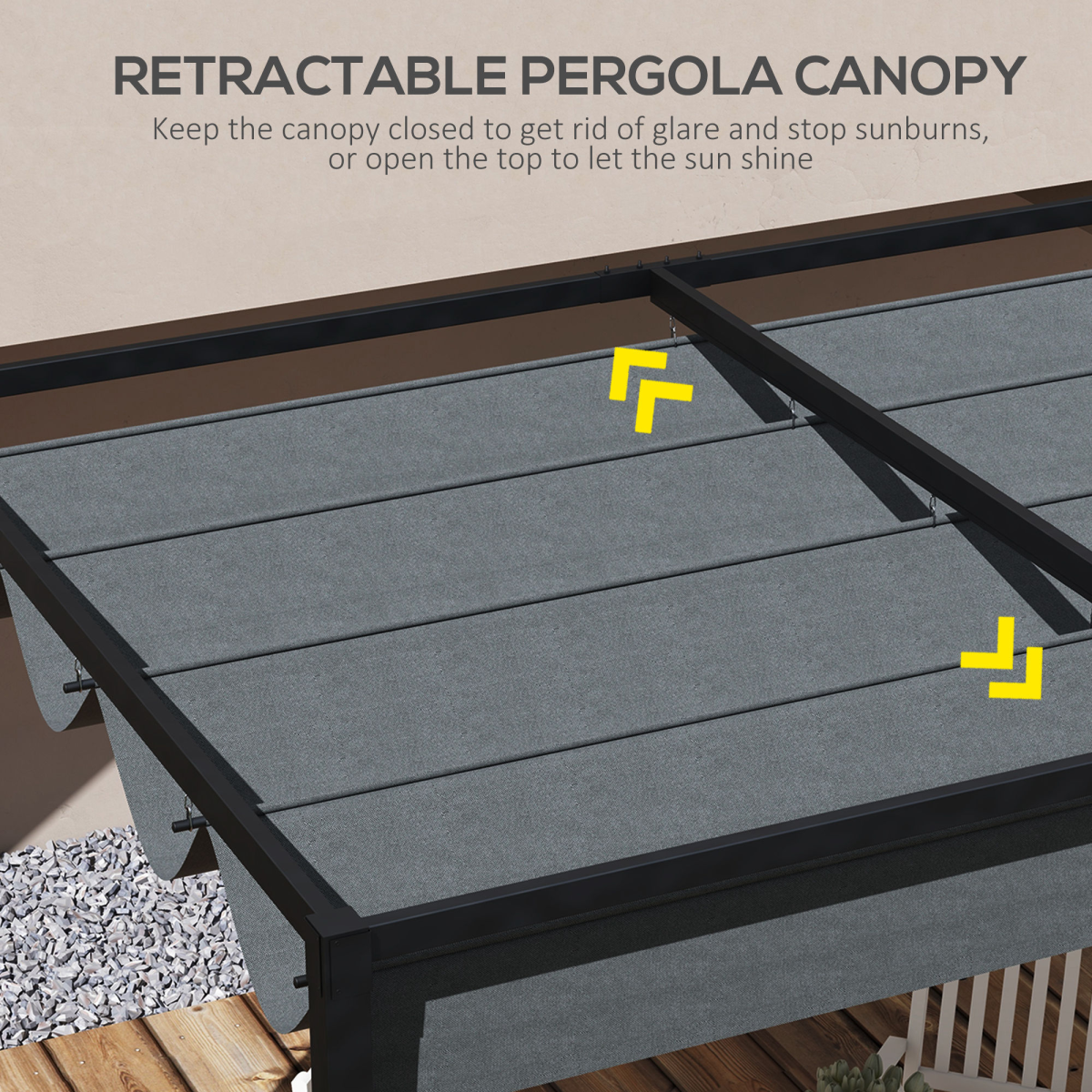 Outsunny Replacement Pergola Roof Sun Shade Cover for 3 x 2.15m Pergola, UV30+ PU Coated Polyester, Dark Grey
