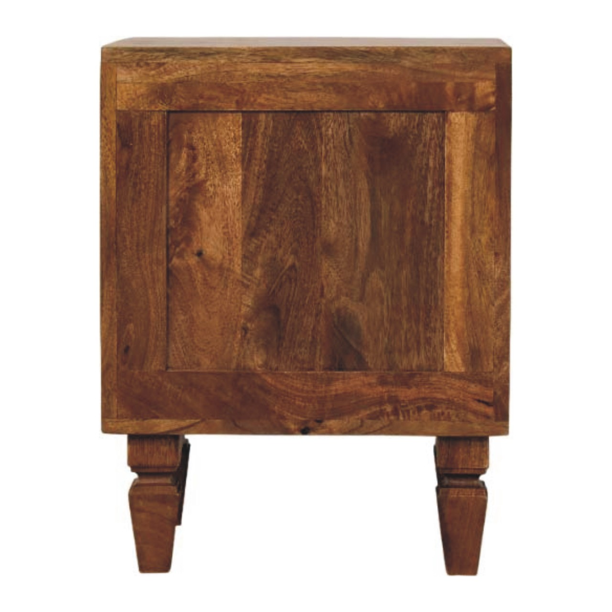 Artisan Furniture Solid Wood Louvre Bedside Table with 2 Fluted Drawers – Winewood Oak Finish, Brown