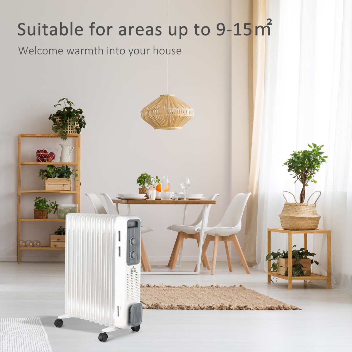 HOMCOM 2720W 11 Fin Oil Filled Radiator with 3 Heat Settings & Safety Cut-Off – Silent Portable Heater